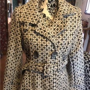 Ladies grey polyester/wool blend lined trench coat Size-L